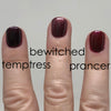 Fingers comparison painted with Temptress, Bewitched, and Prancer